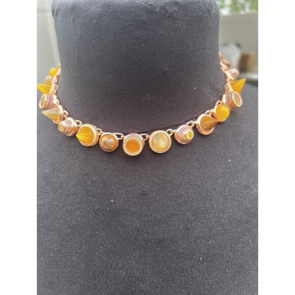 Eddie Borgo Necklace Collage Hematite & Quartz Gold Plated Cabochon Collar $800 - Picture 2 of 14